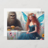 Cheeseburger picknick met Sasquatch en de fee Briefkaart (Voorkant / Achterkant)