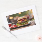 Cheeseburger Rechthoekige Sticker (Envelop)