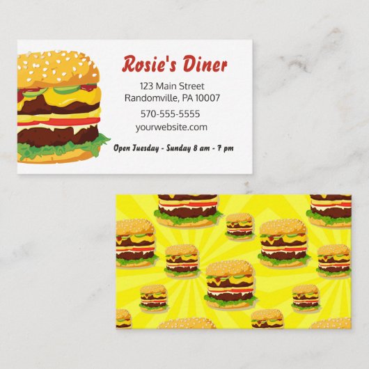 Cheeseburger Restaurant Visitekaartje (Voorkant / Achterkant)