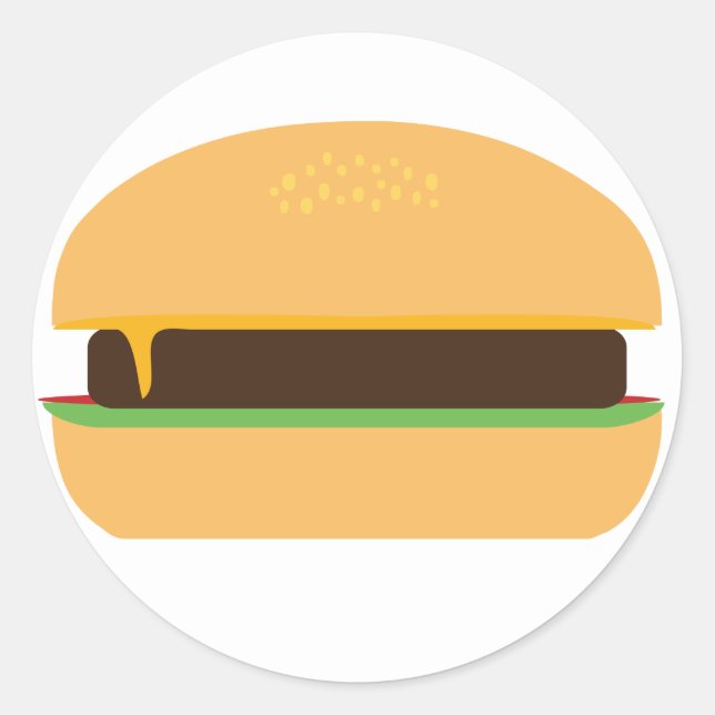 Cheeseburger Ronde Sticker (Voorkant)