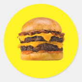 Cheeseburger Ronde Sticker (Voorkant)