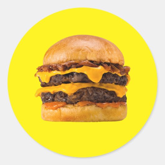 Cheeseburger Ronde Sticker (Voorkant)