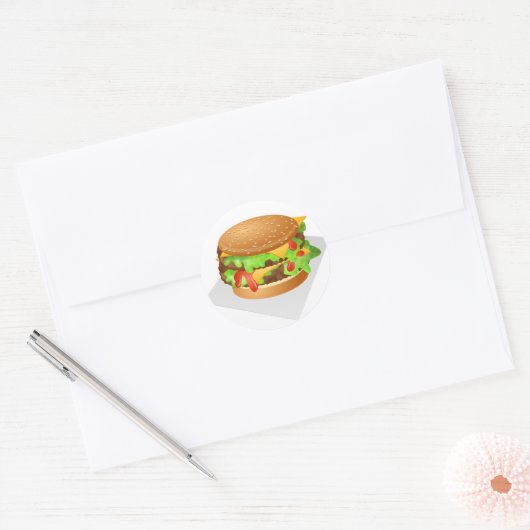 Cheeseburger Ronde Sticker (Envelop)