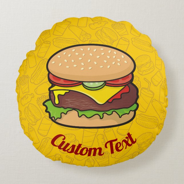 Cheeseburger Round Pillow Rond Kussen (Voorkant)