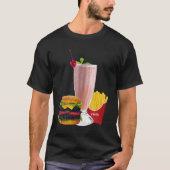 Cheeseburger Shake Fries Retro Diner Food Unisex T-shirt (Voorkant)