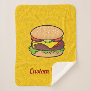 Cheeseburger Sherpa Blanket Deken