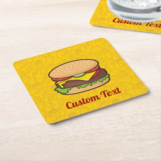 Cheeseburger Square Paper Onderzetter (Schuin)
