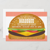 Cheeseburger Terug naar School Barbeque Uitnodigin Kaart (Voorkant / Achterkant)