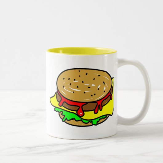 cheeseburger tweekleurige koffiemok (Rechts)