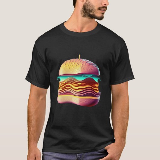 Cheeseburger Vaporwave Retrowave Aesthetic T-shirt (Voorkant)