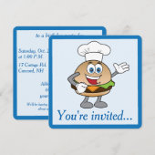 Cheeseburger verjaardagsuitnodiging kaart (Voorkant / Achterkant)