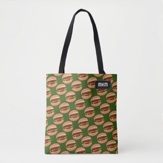 Cheeseburgers - Burgerpatroon en aangepaste initia Tote Bag (Voorkant)
