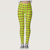 Cheeseburgers design op limoen achtergrond leggings (Voorkant)
