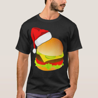 Cheeseburgers Hamburger Santa Hat Matching Christm T-shirt