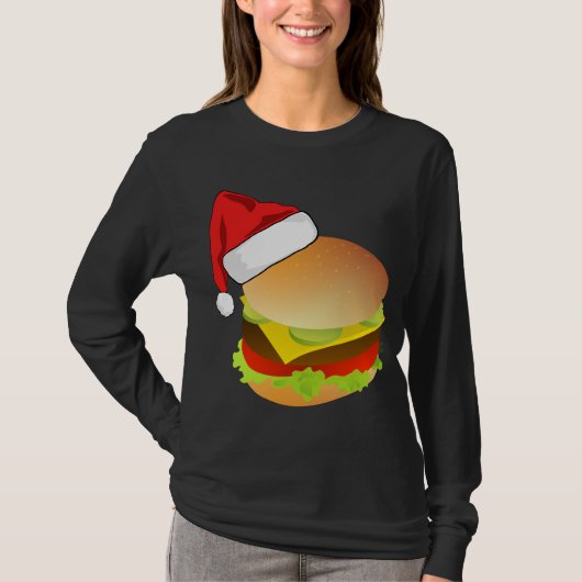 Cheeseburgers Hamburger Santa Hat Matching Christm T-shirt (Voorkant)