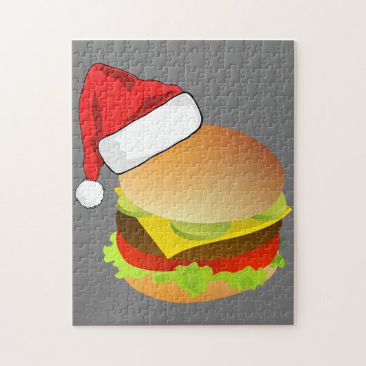 Cheeseburgers Hamburger Santa Hat Matching Xmas Legpuzzel (Verticaal)