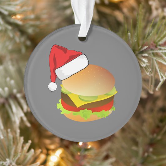 Cheeseburgers Hamburger Santa Hat Matching Xmas Ornament (Boom)