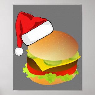 Cheeseburgers Hamburger Santa Hat Matching Xmas Poster