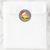 Cheeseburgers Hamburger Santa Hat Matching Xmas Ronde Sticker (Tas)