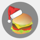 Cheeseburgers Hamburger Santa Hat Matching Xmas Ronde Sticker (Voorkant)