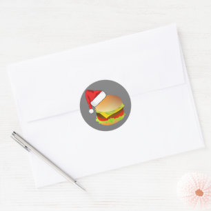 Cheeseburgers Hamburger Santa Hat Matching Xmas Ronde Sticker