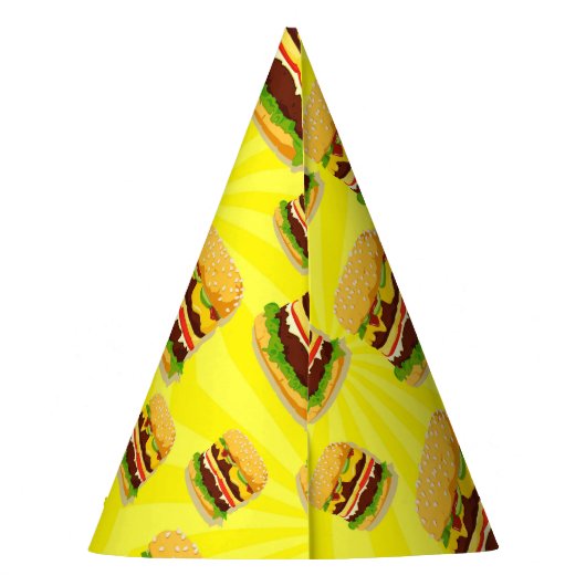 Cheeseburgers Hamburgers Aangepaste Petten Feesthoedjes (Achterkant)