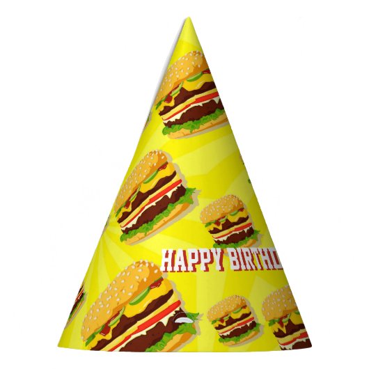 Cheeseburgers Hamburgers Aangepaste Petten Feesthoedjes (Links)