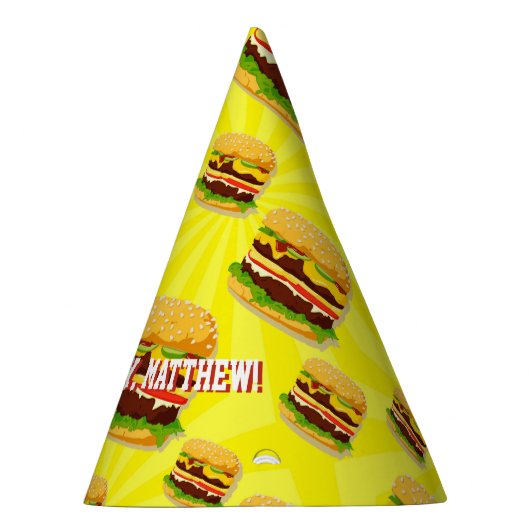 Cheeseburgers Hamburgers Aangepaste Petten Feesthoedjes (Rechts)