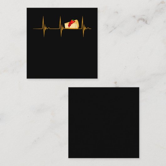 Cheesecake Dessert Cheese Cake Heartbeat Ekg Puls Vierkante Visitekaartje (Voorkant / Achterkant)