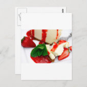 Cheesecake en aardbeien briefkaart (Voorkant / Achterkant)