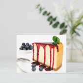 Cheesecake en Blauwe bessen Briefkaart (Staand voorkant)