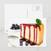 Cheesecake en Blauwe bessen Briefkaart (Voorkant / Achterkant)