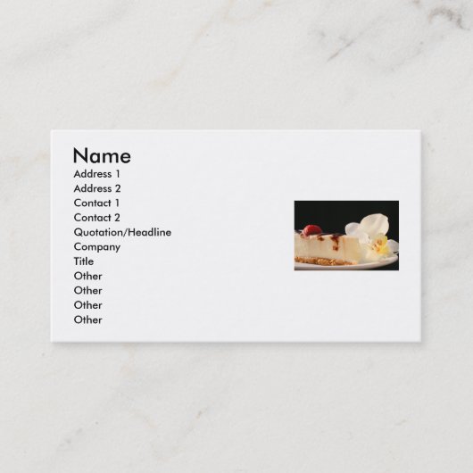 Cheesecake en een orchidee Visitekaartje (Voorkant)