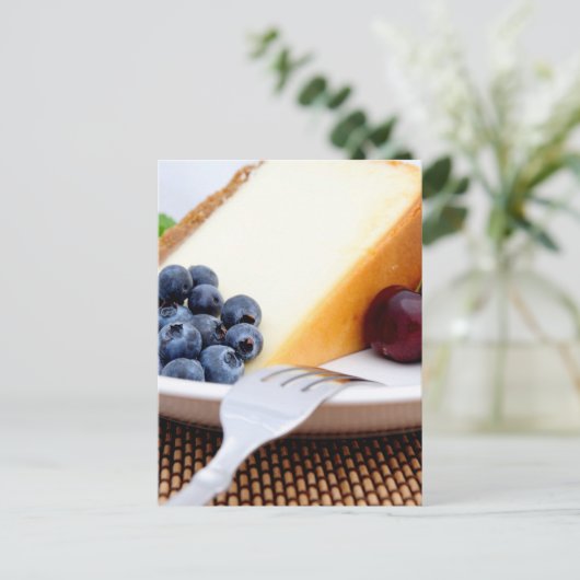 Cheesecake met fruit briefkaart (Staand voorkant)