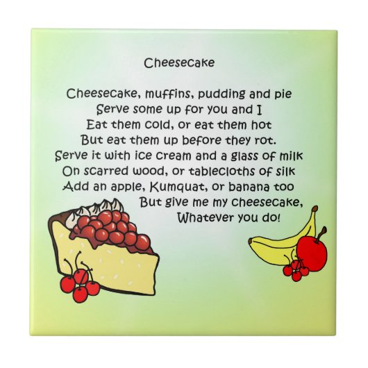 Cheesecake Poem Tegeltje (Voorkant)