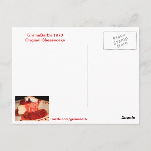 Cheesecake Recipe Briefkaart (Achterkant)