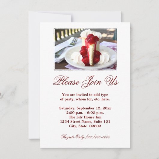 Cheesecake-uitnodigingen Kaart (Voorkant)