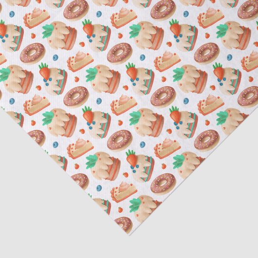 Cheesecakes Cakes and Donuts Pattern Tissuepapier (Detail)