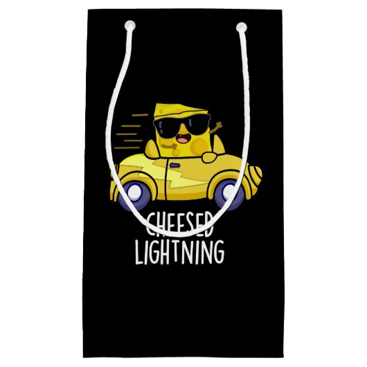 Cheesed Lightning Funny Cheese Pun Dark BG Klein Cadeauzakje (Voorkant)