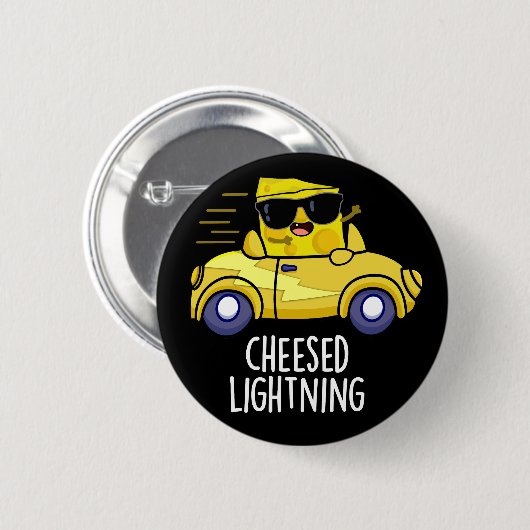 Cheesed Lightning Funny Cheese Pun Dark BG Ronde Button 5,7 Cm (Voorkant /achterkant)