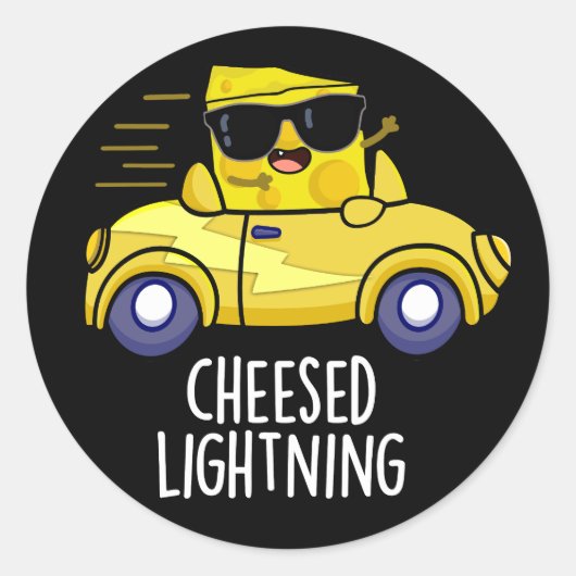 Cheesed Lightning Funny Cheese Pun Dark BG Ronde Sticker (Voorkant)