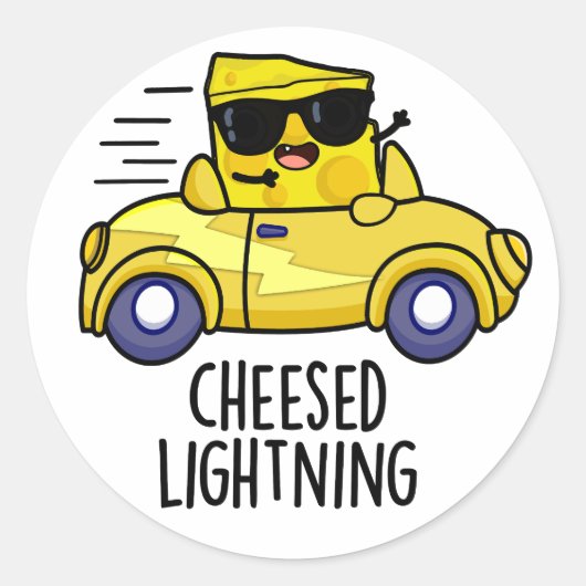 Cheesed Lightning Funny Cheese Pun Ronde Sticker (Voorkant)
