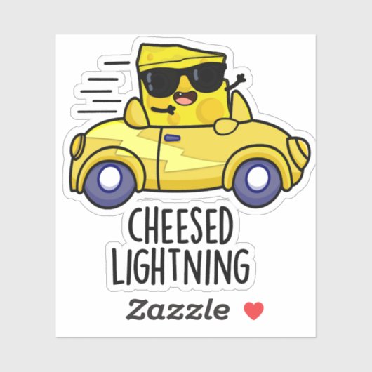 Cheesed Lightning Funny Cheese Pun Sticker (Vel)
