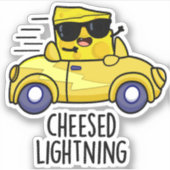Cheesed Lightning Funny Cheese Pun Sticker (Voorkant)
