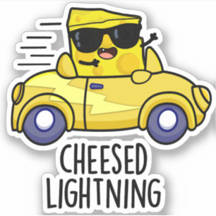 Cheesed Lightning Funny Cheese Pun Sticker