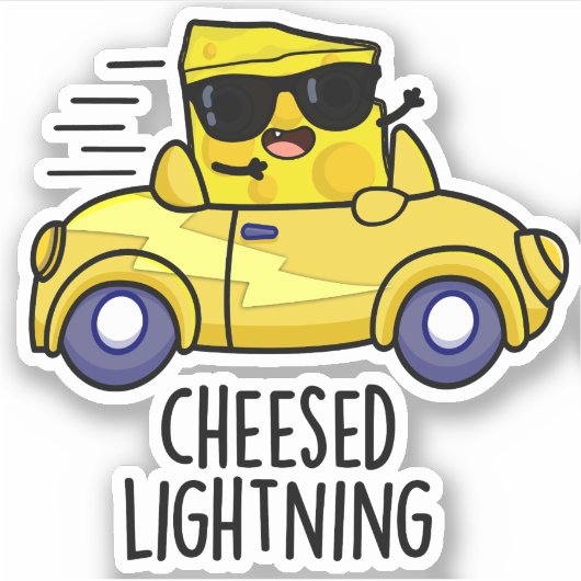 Cheesed Lightning Funny Cheese Pun Sticker (Voorkant)