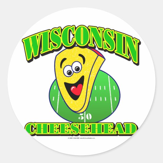 CheeseHead-Cartoon Ronde Sticker (Voorkant)