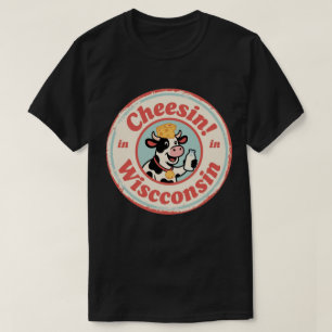 Cheesin' in Wisconsin: Retro zuivelkoe kunstwerk T-shirt