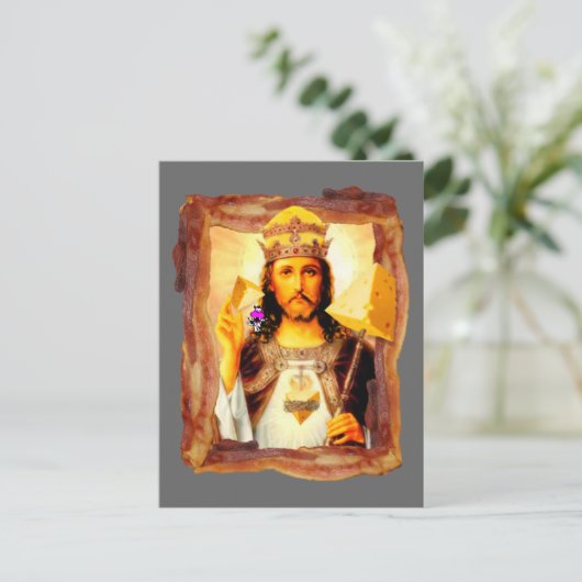 Cheesus Bacon Christus Briefkaart (Staand voorkant)