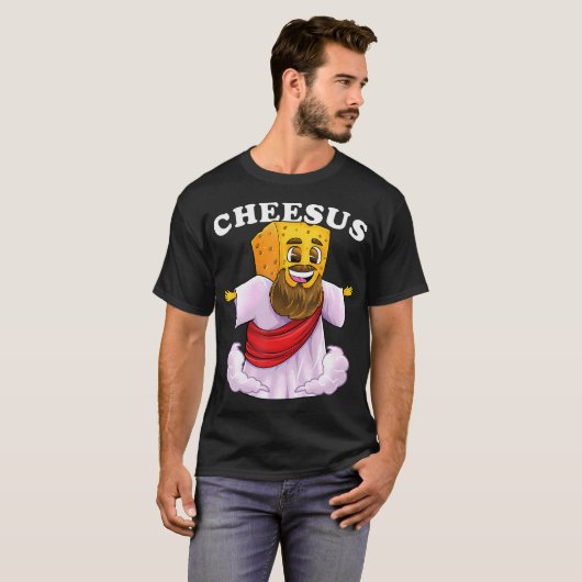Cheesus Christ Funny Cheese Jesus Christelijk Pun T-shirt (Voorkant volledig)
